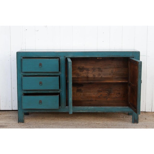 Teal Asian Celadon Blue Credenza For Sale - Image 8 of 11