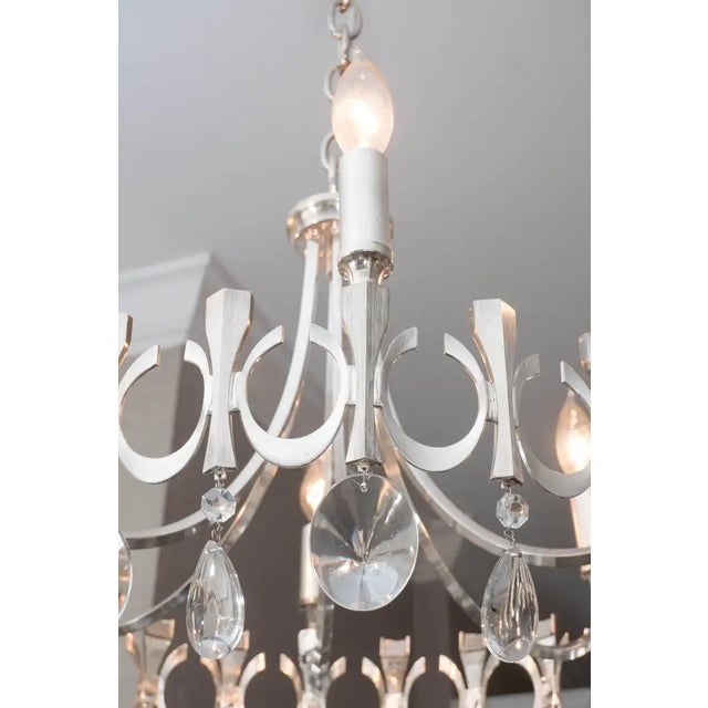 Silverplate Six-Light Chandelier Attributed to Sciolari For Sale In New York - Image 6 of 7