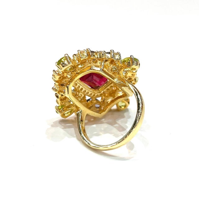 Bochic “Capri” Vintage Ruby, Sapphire & Tanzanite Cocktail Ring — 18K Gold & Silver For Sale - Image 13 of 13