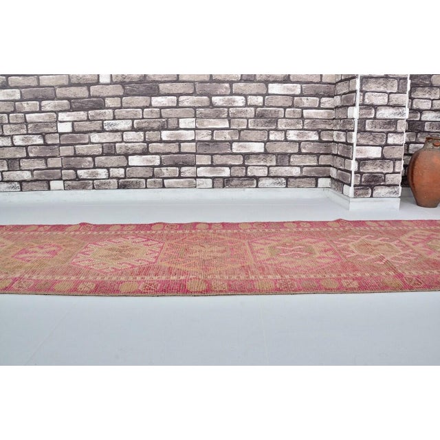 Mid 20th Century Oushak Tribal Handknotted Anatolian Runner For Sale - Image 4 of 10