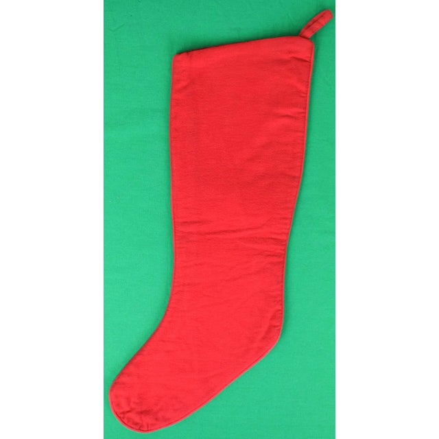 Hand-Needlepoint Fox-Hunt Scene Christmas Stocking Sz: 21"L x 6 3/4"W w/ red flannel backing
