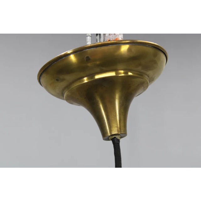 Vintage Art Deco Glass & Brass Pendant, Czechoslovakia, 1930s For Sale - Image 6 of 7