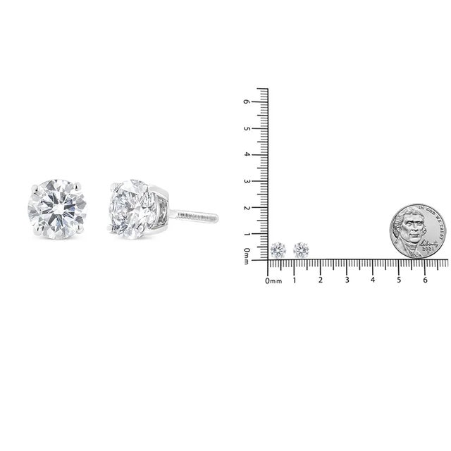 14K White Gold 1 1/2 Cttw Lab Grown Diamond Solitaire Stud Earrings with Screwbacks For Sale In New York - Image 6 of 6