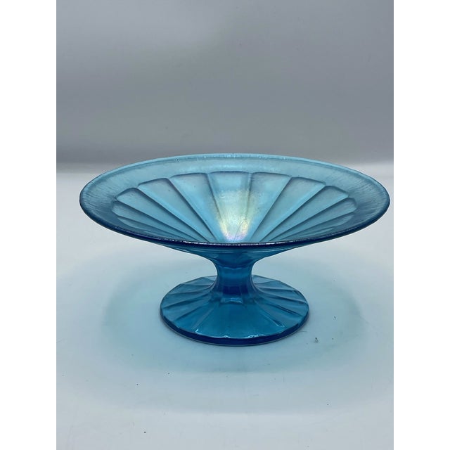 Glass 1920s Fenton Celeste Blue Stretch Compote For Sale - Image 7 of 8