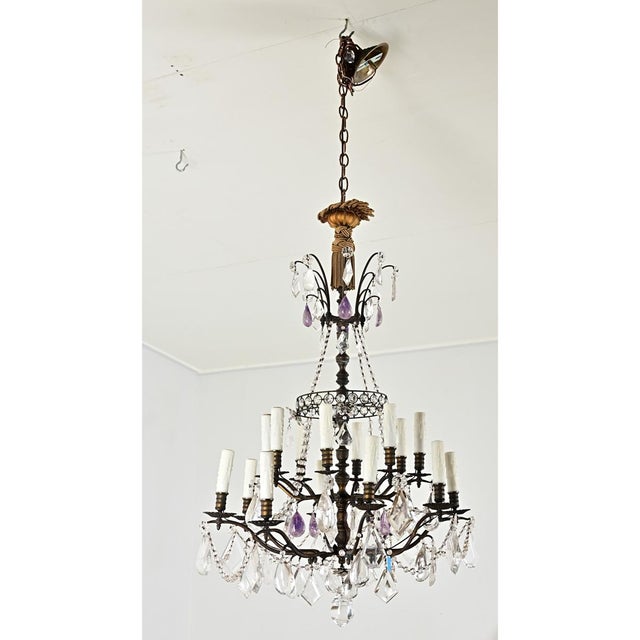 19th Century French Rock Crystal and Amethyst Chandelier For Sale - Image 16 of 16