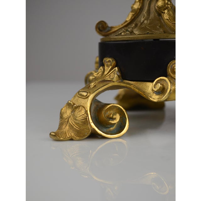 Antique French Gilt Bronze and Marble Candlesticks, 1890s, Set of 2 For Sale - Image 6 of 14