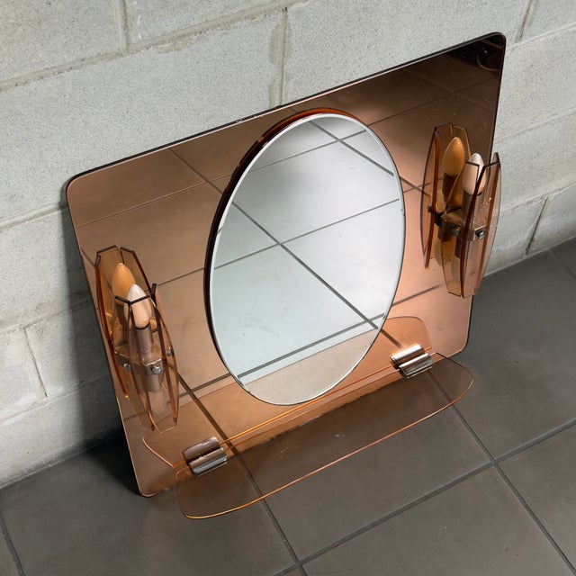 Modern Crystal Mirror with Wall Sconces attributed to Veca, 1970 For Sale - Image 3 of 11
