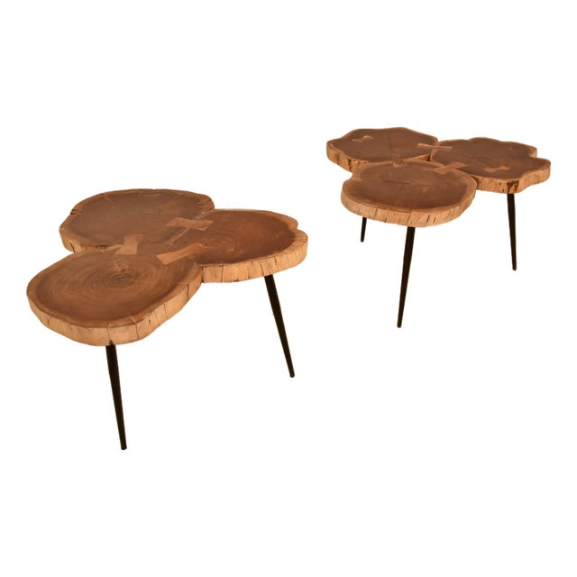 20th Century Pair of Live Edge Acacia Coffee/Cocktail Tables For Sale