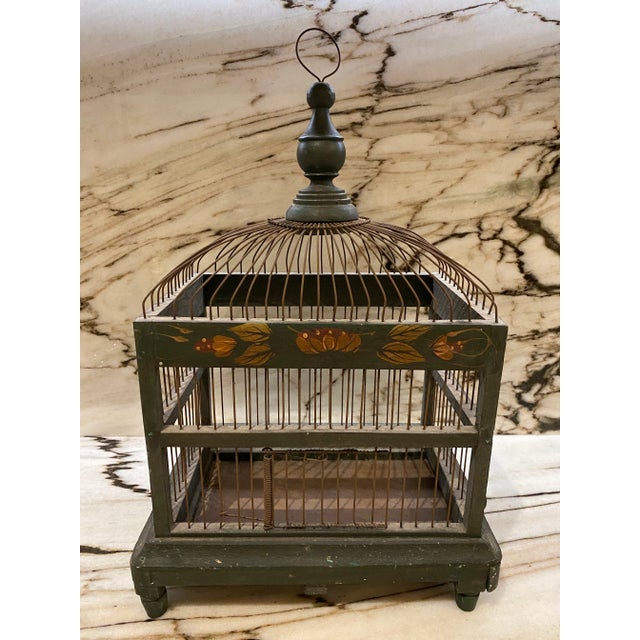 Wood Italian Wire & Wood Handmade Birdcage For Sale - Image 7 of 7