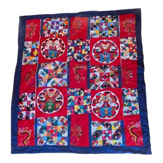 Vintage Double Sided Reversible Handmade Chinese "Bai Jia Bei" Quilt For Sale
