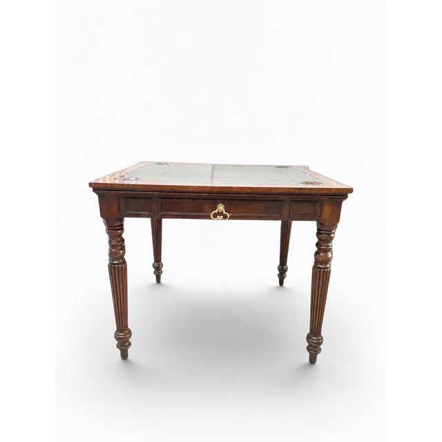 Brown Maitland-Smith Leather Inset Mahogany Game Table For Sale - Image 8 of 17