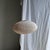 Large Japanese Style Oval Flattened Pink Rattan and Natural Linen Pendant Light, 1980s For Sale - Image 16 of 18