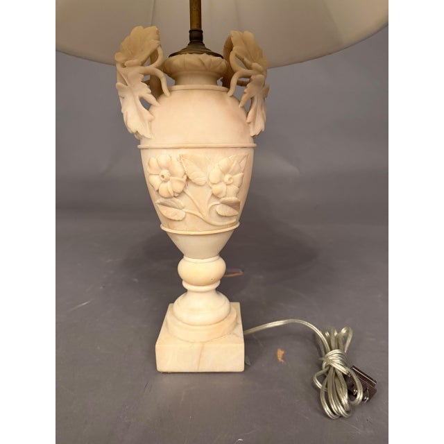 19th Century French Hand-Carved Marble Table Lamp With Floral & Grape Vine Motifs For Sale - Image 10 of 16