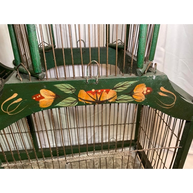 Vintage Folk Art Painted Double Dome Bird House For Sale - Image 4 of 11