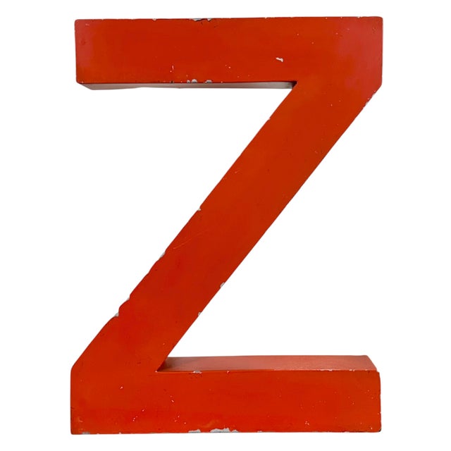 Vintage Red Iron Facade Letter Z, 1970s For Sale - Image 11 of 11