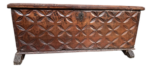 Large Carved Walnut Chest, 1600s-1650s