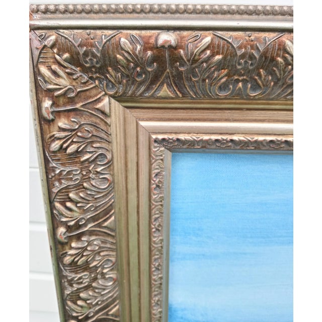 A beautiful custom painted oil on canvas framed portrait of a sitting mermaid. The painting was custom painted by a local...