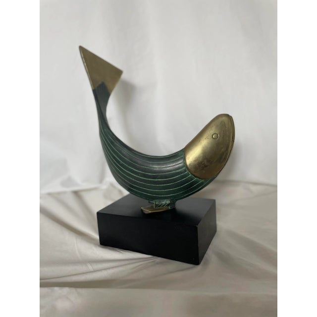 Green 1990s Modern Metal Fish Statue by Dolbi Cashier For Sale - Image 8 of 8