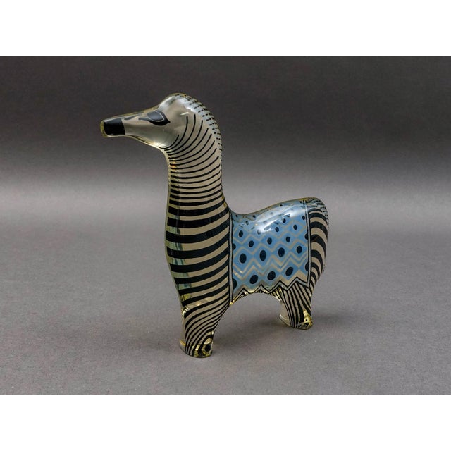 Abraham Palatnik Brazil Lucite Acrylic Op Art Alpaca Llama Zebra Horse Figurine Sculpture. Measures approximately 6" long,...