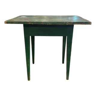 19th Century Primitive Green Painted Farm Table For Sale