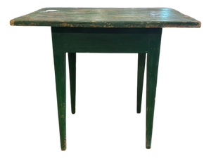 19th Century Primitive Green Painted Farm Table