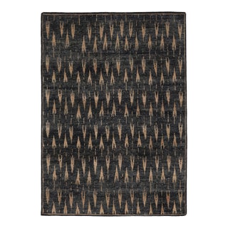 Contemporary Block Print Blue & Brown Natural Silk Rug by Rug & Kilim, India For Sale