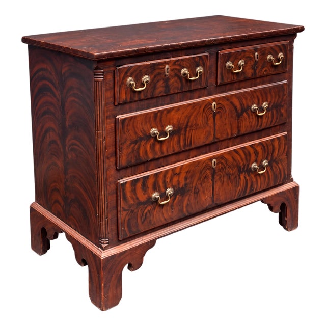 18th Century Georgian Primitive Grain Painted Chest of Drawers, C. 1760 For Sale