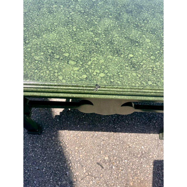 1980s Vintage Mottled Green Painted Coffee Table With Chinoiserie Style Base For Sale - Image 5 of 9