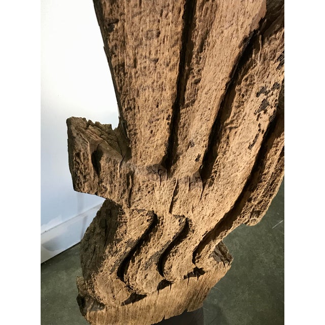 Wood 70" Large Mid 20th Century Thai Carved Teak Sculpture - Eternal Flame For Sale - Image 7 of 10