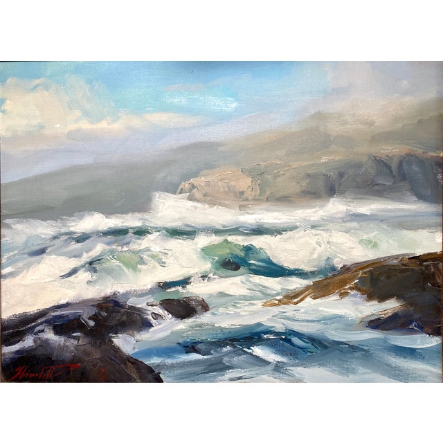 Mid-Century Modern 1963 Big Sur Seascape Oil Painting by Peter Hamlett For Sale - Image 3 of 7