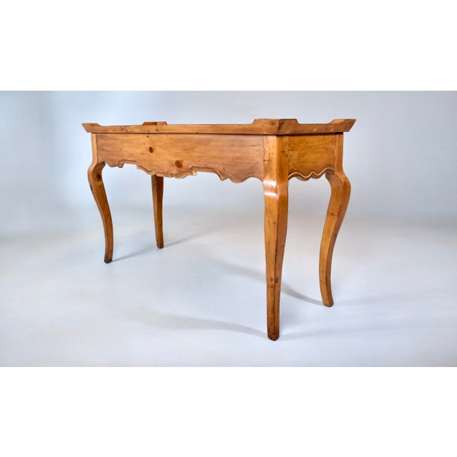 Brown Vintage French Country Pine Writing Desk With Glass Top, 1990s, Usa For Sale - Image 8 of 14