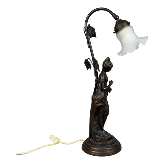 Table Lamp in Bronze by Farlel Moreau Liberty, 1950 For Sale