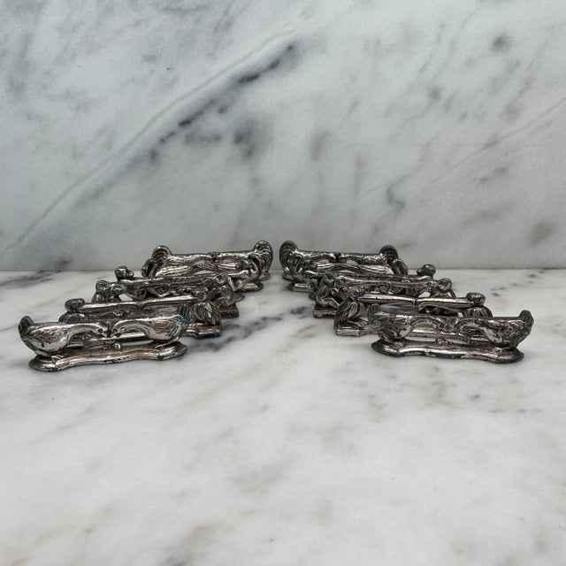 Silver Antique Knife Rests From France: Set of 12 Argit Animal Knife Rests in the Style of Benjamin Rabier For Sale - Image 8 of 9