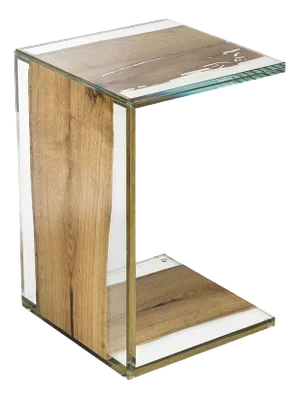 Italian Glass and Wood Tavolino Venezia Side table from VGnewtrend