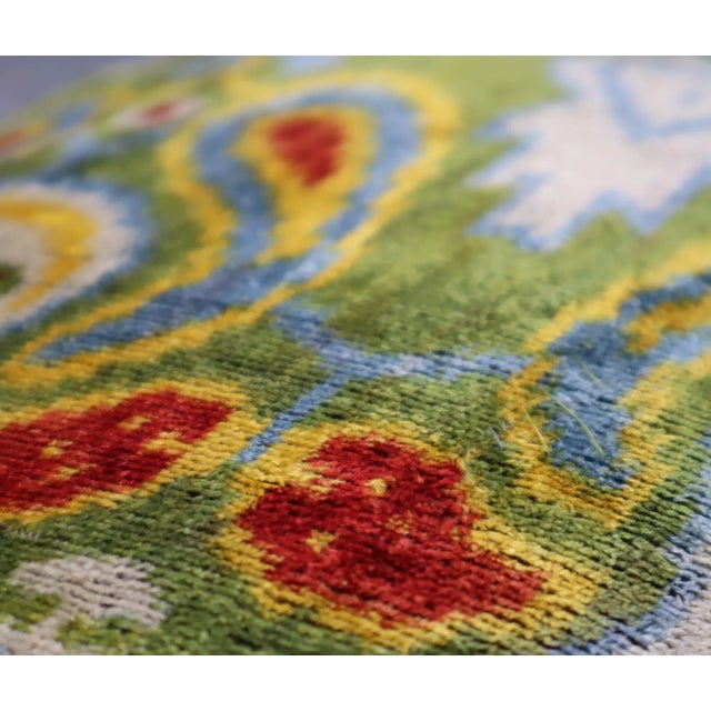 Green Handmade Green Silk Velvet Throw Pillow & Down Insert For Sale - Image 8 of 12