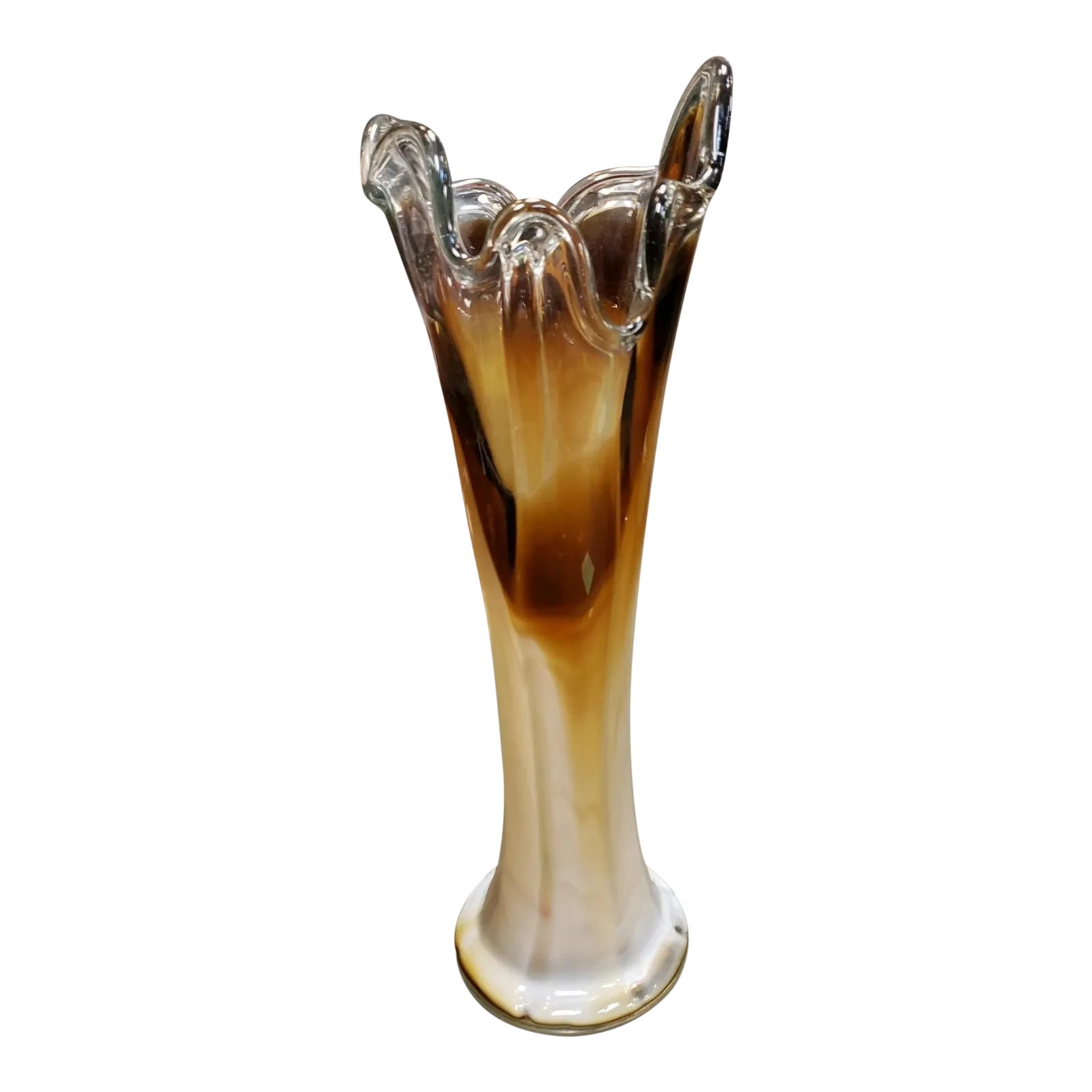 Mid 20th Century Caramel/Clear Glass Swung Funeral Vase Chairish