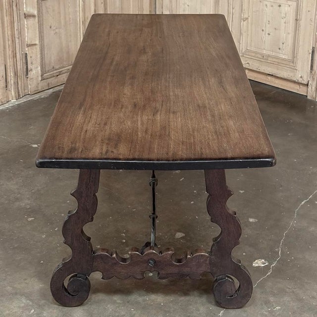 19th Century Spanish Walnut Dining Table With Wrought Iron For Sale - Image 12 of 18