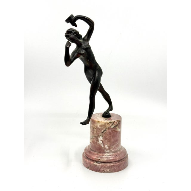 Metal Early 20th Century Grand Tour Neoclassical Minauture Bronze Mounted on Beautiful Rouge Marble Base For Sale - Image 7 of 18