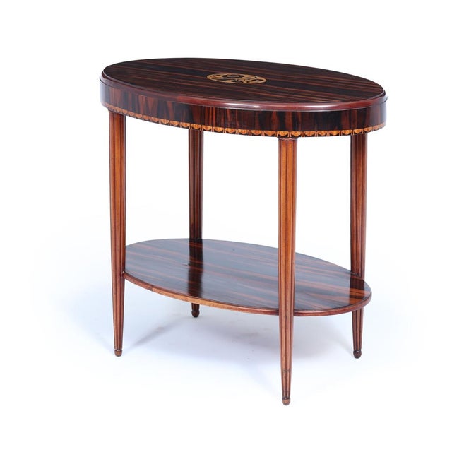 Art Deco French Oval Side Table in Macassar Ebony, 1925 For Sale - Image 14 of 14