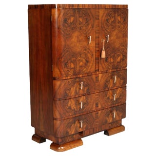 Art Deco Burl & Walnut Cabinet by Crafts Cantu, 1930s For Sale
