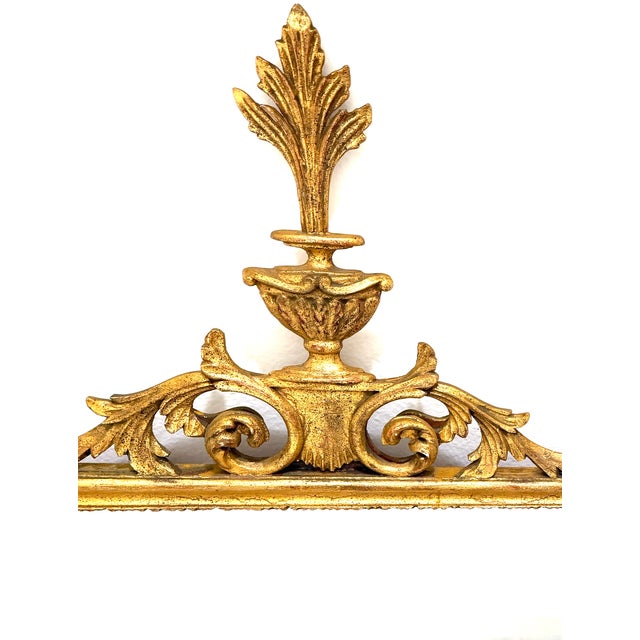 Rococo style super charming, gold leaf wood mirror. The Neo classic style vintage ornate, scrolled vase, acanthus leaf...