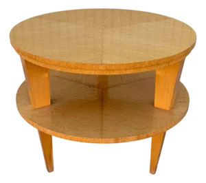 Swedish Modern Art Deco Round Two Tier Side Table