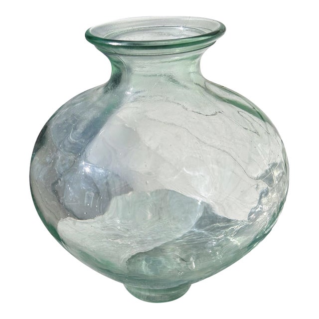 Vintage European Demijohn Bottle Green 13.5” For Sale