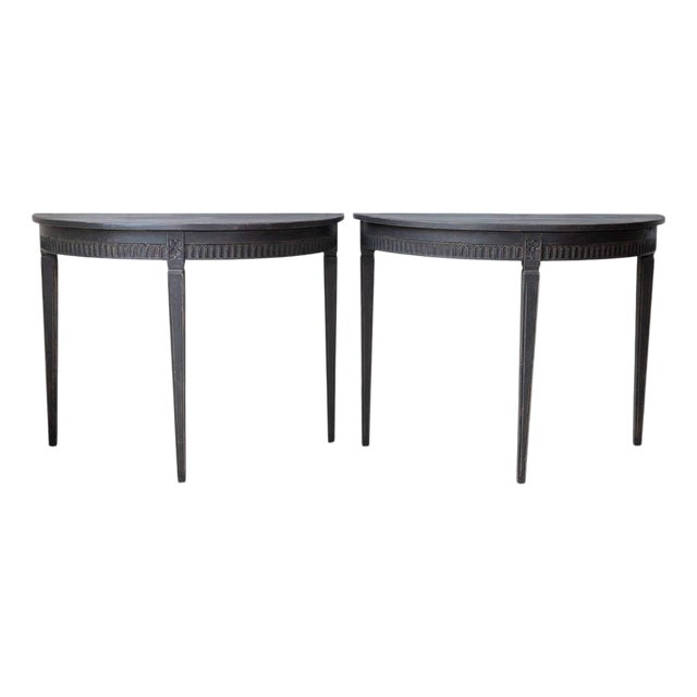 Pair of Swedish Demi-Lune Tables, circa 1880 For Sale
