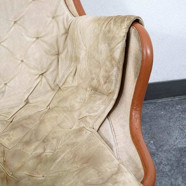 Mid Century Danish Modern Lounge Chair Dux Bruno Mathsson Jetson Leather Swivel For Sale - Image 11 of 12