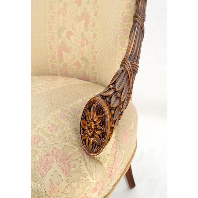 Pair of Carved Mahogany Fireside Lounge Chairs Regency Revival Style Clean! Very comfortable spring loaded seats!