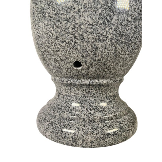 Metal Gray and White Speckled Granite Urn on a Bronze Dore Louis XV Style Base For Sale - Image 7 of 10