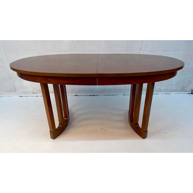 Stanley Furniture Mid-Century Oval Walnut Dining Table by Stanley For Sale - Image 4 of 16