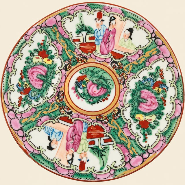 Green Antique Famille Rose Medallion Plates- 17 Piece Set For Sale - Image 8 of 17