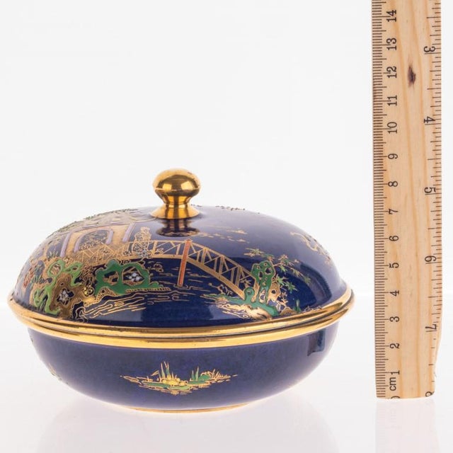 Chinese Pagoda Pattern Enamel and Porcelain Lidded Bowl from Carlton Ware For Sale - Image 5 of 6